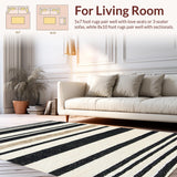 Ultra Soft Area Rug, Non Slip, Stain Resistant, Washable Area Rugs for Living Room, Bedroom, Ivory Black Kitchen Easy-Cleaning Area Rug(White)