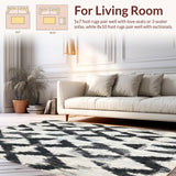 Ultra Soft Area Rug, Non Slip, Stain Resistant, Washable Area Rugs for Living Room, Bedroom, Ebony & Ivory Lattice Weave Rug Chic Doormat Flair(Gray)