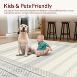 Ultra Soft Area Rug, Non Slip, Stain Resistant, Washable Area Rugs for Living Room, Bedroom, Scandi Inspired Two-Tone Elegance(Beige)