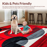 Ultra Soft Area Rug, Non Slip, Stain Resistant, Washable Area Rugs for Living Room, Bedroom, Energetic Red and Gray Patterns(Red)