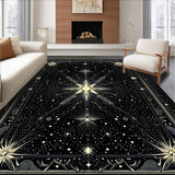 Ultra Soft Area Rug, Non Slip, Stain Resistant, Washable Area Rugs for Living Room, Bedroom, Sleek Astro-Inspired Geometric Elements(Black)