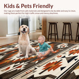 Ultra Soft Area Rug, Non Slip, Stain Resistant, Washable Area Rugs for Living Room, Bedroom, Southwestern Colorful Tribal Texture(Brown)
