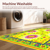 Ultra Soft Area Rug, Non Slip, Stain Resistant, Washable Area Rugs for Living Room, Bedroom, Bright Cheerful Radiant Composition(Yellow)