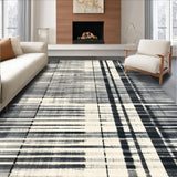 Ultra Soft Area Rug, Non Slip, Stain Resistant, Washable Area Rugs for Living Room, Bedroom, Elegant Contrasting Stripe Pattern Rug Washable Holiday Welcome Decor(Gray)