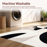 Ultra Soft Area Rug, Non Slip, Stain Resistant, Washable Area Rugs for Living Room, Bedroom, Textured Ivory Black Area Rug for Modern High Traffic Spaces(Beige)