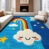 Ultra Soft Area Rug, Non Slip, Stain Resistant, Washable Area Rugs for Living Room, Bedroom, Whimsical Earth-Toned Nursery Playroom Rug(Blue)