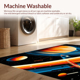Ultra Soft Area Rug, Non Slip, Stain Resistant, Washable Area Rugs for Living Room, Bedroom, Solar System Themed Circle Mat(Orange)