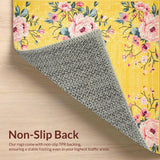 Ultra Soft Area Rug, Non Slip, Stain Resistant, Washable Area Rugs for Living Room, Bedroom, Contemporary Cheerful Flower Layout(Yellow)