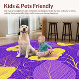 Ultra Soft Area Rug, Non Slip, Stain Resistant, Washable Area Rugs for Living Room, Bedroom, Charming Purple Floral Accent(Purple)