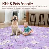 Ultra Soft Area Rug, Non Slip, Stain Resistant, Washable Area Rugs for Living Room, Bedroom, Vibrant Cozy Fuzzy Round Aesthetic(Purple)