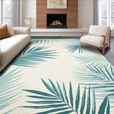 Ultra Soft Area Rug, Non Slip, Stain Resistant, Washable Area Rugs for Living Room, Bedroom, Coastal Blues with Leaf Motifs(Beige)