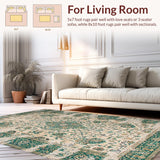 Ultra Soft Area Rug, Non Slip, Stain Resistant, Washable Area Rugs for Living Room, Bedroom, Earthy Vintage Botanical Motif(Beige)