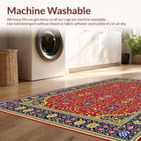 Ultra Soft Area Rug, Non Slip, Stain Resistant, Washable Area Rugs for Living Room, Bedroom, Dynamic Earthy Ogee Aesthetic(Red)