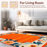Ultra Soft Area Rug, Non Slip, Stain Resistant, Washable Area Rugs for Living Room, Bedroom, Charming Cheerful Patterned Accent(Orange)
