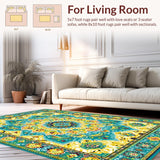 Ultra Soft Area Rug, Non Slip, Stain Resistant, Washable Area Rugs for Living Room, Bedroom, Intricate Geometric Artistry Piece(Yellow)