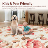 Ultra Soft Area Rug, Non Slip, Stain Resistant, Washable Area Rugs for Living Room, Bedroom, Vibrant Soft Bloom Motif(Beige)