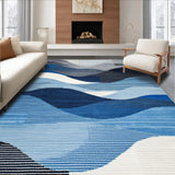 Ultra Soft Area Rug, Non Slip, Stain Resistant, Washable Area Rugs for Living Room, Bedroom, Modern Geometric Blue Hues(Blue)