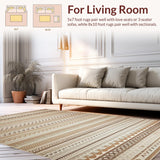 Ultra Soft Area Rug, Non Slip, Stain Resistant, Washable Area Rugs for Living Room, Bedroom, Chic Minimalist Scalloped Elegance(Beige)