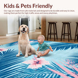 Ultra Soft Area Rug, Non Slip, Stain Resistant, Washable Area Rugs for Living Room, Bedroom, Lush Palm Leaf Aesthetic(Blue)