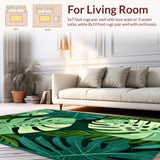 Ultra Soft Area Rug, Non Slip, Stain Resistant, Washable Area Rugs for Living Room, Bedroom, Monstera Plant Bathroom Rug Washable and Cute(Green)