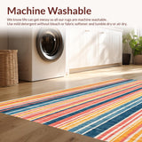 Ultra Soft Area Rug, Non Slip, Stain Resistant, Washable Area Rugs for Living Room, Bedroom, Retro Surf Vibes Floor Rug With Vibrant Striped Boards and Sunset Hues(Yellow)