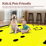 Ultra Soft Area Rug, Non Slip, Stain Resistant, Washable Area Rugs for Living Room, Bedroom, Whimsical Yellow Graphic Design(Yellow)