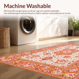 Ultra Soft Area Rug, Non Slip, Stain Resistant, Washable Area Rugs for Living Room, Bedroom, Lively Orange Garden Inspired Rug(Orange)