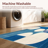 Ultra Soft Area Rug, Non Slip, Stain Resistant, Washable Area Rugs for Living Room, Bedroom, Contemporary Blue Beige Area Modern Geometric Design(Blue)