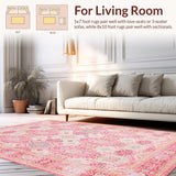 Ultra Soft Area Rug, Non Slip, Stain Resistant, Washable Area Rugs for Living Room, Bedroom, Lush Transitional Petal Arrangement(Pink)