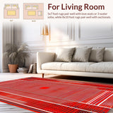 Ultra Soft Area Rug, Non Slip, Stain Resistant, Washable Area Rugs for Living Room, Bedroom, Whimsical Dark Web Inspired Piece(Red)