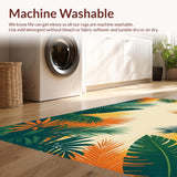 Ultra Soft Area Rug, Non Slip, Stain Resistant, Washable Area Rugs for Living Room, Bedroom, Sophisticated Tropical Print Style(Yellow)