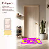 Ultra Soft Area Rug, Non Slip, Stain Resistant, Washable Area Rugs for Living Room, Bedroom, Funky Eighties Inspired Abstract Design(Yellow)
