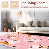 Ultra Soft Area Rug, Non Slip, Stain Resistant, Washable Area Rugs for Living Room, Bedroom, Lively Animal Print Cozy Vibe(Pink)