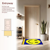 Ultra Soft Area Rug, Non Slip, Stain Resistant, Washable Area Rugs for Living Room, Bedroom, Chic Minimalist Smiley Motif(Yellow)