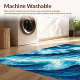 Ultra Soft Area Rug, Non Slip, Stain Resistant, Washable Area Rugs for Living Room, Bedroom, Beach-Themed Non-Slip Bedroom Area Carpet(Blue)