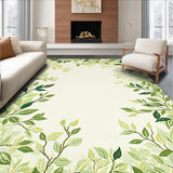 Botanical Retreat Patio Area in Green Beige Lush Foliage(Beige)