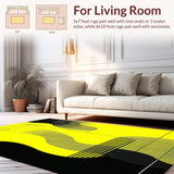 Ultra Soft Area Rug, Non Slip, Stain Resistant, Washable Area Rugs for Living Room, Bedroom, Abstract Linear(Yellow)