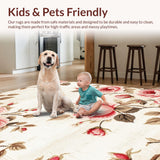 Ultra Soft Area Rug, Non Slip, Stain Resistant, Washable Area Rugs for Living Room, Bedroom, Contemporary Soft Curved Design(Beige)