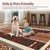 Ultra Soft Area Rug, Non Slip, Stain Resistant, Washable Area Rugs for Living Room, Bedroom, Traditional Winter Wildlife Illustration(Brown)