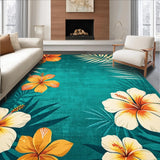 Ultra Soft Area Rug, Non Slip, Stain Resistant, Washable Area Rugs for Living Room, Bedroom, Rustic Floral Teal Delight(Blue)