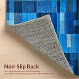 Ultra Soft Area Rug, Non Slip, Stain Resistant, Washable Area Rugs for Living Room, Bedroom, Rustic Textured Symmetrical Design(Blue)