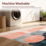 Ultra Soft Area Rug, Non Slip, Stain Resistant, Washable Area Rugs for Living Room, Bedroom, Modern Geometric Harmony Rug with Abstract Gold Accents and Subtle Peach Hues(Beige)