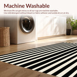 Ultra Soft Area Rug, Non Slip, Stain Resistant, Washable Area Rugs for Living Room, Bedroom, Modern Striped Entryway Black And Beige Porch Decor(Black)