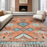 Ultra Soft Area Rug, Non Slip, Stain Resistant, Washable Area Rugs for Living Room, Bedroom, Cozy Earthy Tiled Aesthetic(Orange)