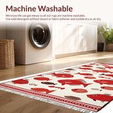 Ultra Soft Area Rug, Non Slip, Stain Resistant, Washable Area Rugs for Living Room, Bedroom, Elegant Outdoor Marine Motif(Red)