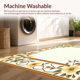 Ultra Soft Area Rug, Non Slip, Stain Resistant, Washable Area Rugs for Living Room, Bedroom, Handcrafted Scallop Trimmed Jute with Floral Inspired Weave and Earthy Shade(Beige)