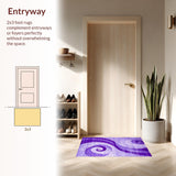 Ultra Soft Area Rug, Non Slip, Stain Resistant, Washable Area Rugs for Living Room, Bedroom, Elegant Cozy Fluid Patterns(Purple)