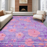 Ultra Soft Area Rug, Non Slip, Stain Resistant, Washable Area Rugs for Living Room, Bedroom, Whimsical Purple Petal Pattern(Purple)