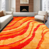 Ultra Soft Area Rug, Non Slip, Stain Resistant, Washable Area Rugs for Living Room, Bedroom, Playful Whimsical Pastel Fusion(Orange)