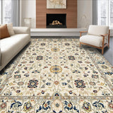 Ultra Soft Area Rug, Non Slip, Stain Resistant, Washable Area Rugs for Living Room, Bedroom, Elegant Creamy Floral Fusion(Beige)